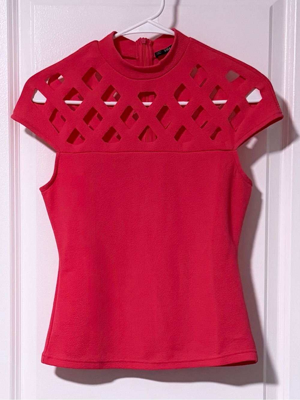 Hot Pink Cutout Yoke Sleeveless Tank